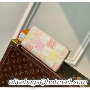 Inexpensive Louis Vuitton Zippy Wallet in Damier Giant Canvas N40748 Peach Pink 2024