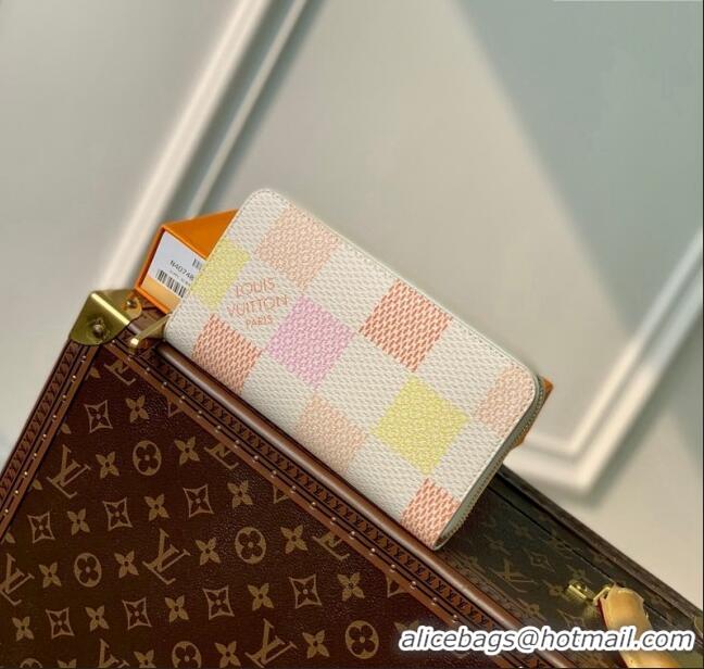 Inexpensive Louis Vuitton Zippy Wallet in Damier Giant Canvas N40748 Peach Pink 2024