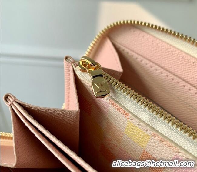 Inexpensive Louis Vuitton Zippy Wallet in Damier Giant Canvas N40748 Peach Pink 2024