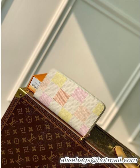 Inexpensive Louis Vuitton Zippy Wallet in Damier Giant Canvas N40748 Peach Pink 2024