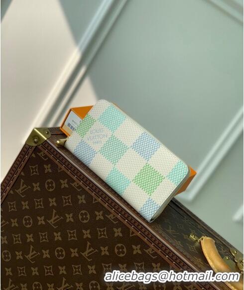 Top Grade Louis Vuitton Zippy Wallet in Damier Giant Canvas N40748 Pistachio Green 2024