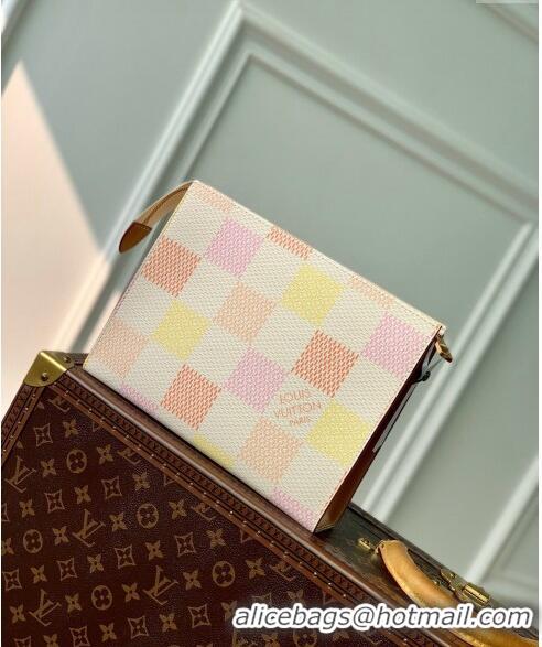 Good Quality Louis Vuitton Pochette Accessoires Pouch in Damier Giant Canvas N47542 Peach Pink 2024