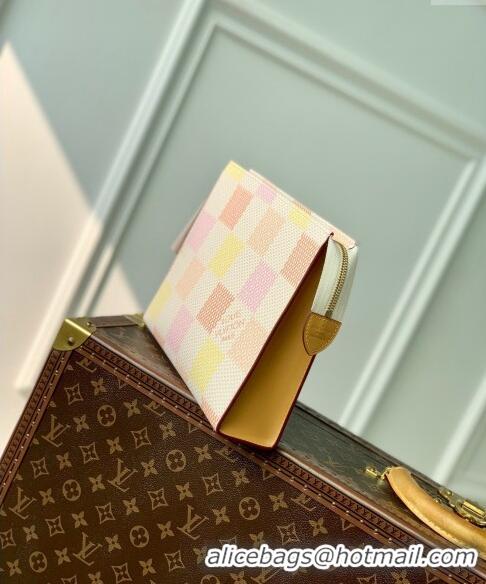 Good Quality Louis Vuitton Pochette Accessoires Pouch in Damier Giant Canvas N47542 Peach Pink 2024