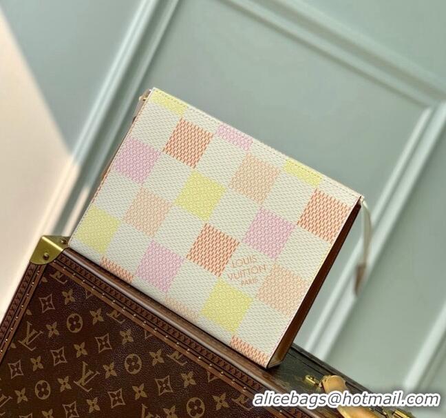 Good Quality Louis Vuitton Pochette Accessoires Pouch in Damier Giant Canvas N47542 Peach Pink 2024