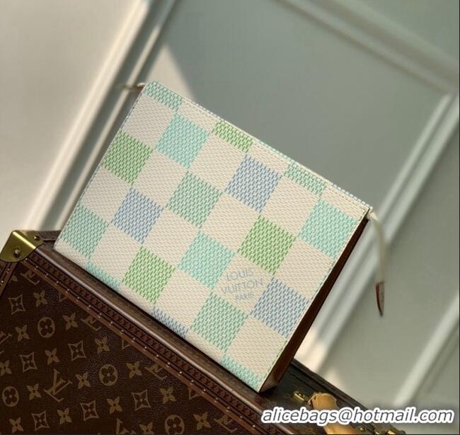 Best Price Louis Vuitton Pochette Accessoires Pouch in Damier Giant Canvas N47542 Pistachio Green 2024