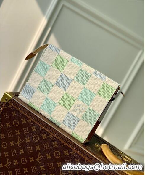 Best Price Louis Vuitton Pochette Accessoires Pouch in Damier Giant Canvas N47542 Pistachio Green 2024