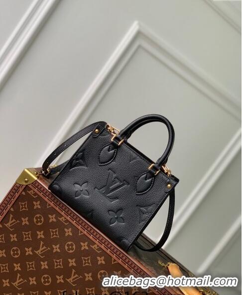 Stylish Cheap Louis Vuitton OnTheGo BB Tote Bag Monogram Empreinte Leather M46993 Black/Gold 2024