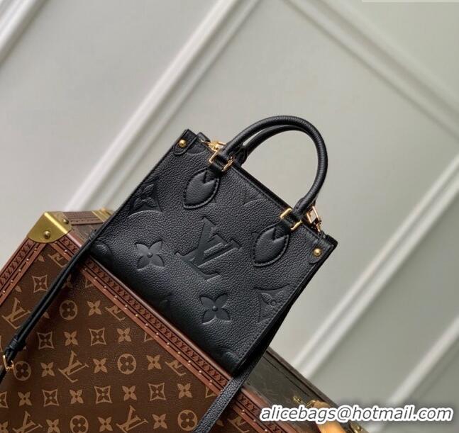 Stylish Cheap Louis Vuitton OnTheGo BB Tote Bag Monogram Empreinte Leather M46993 Black/Gold 2024