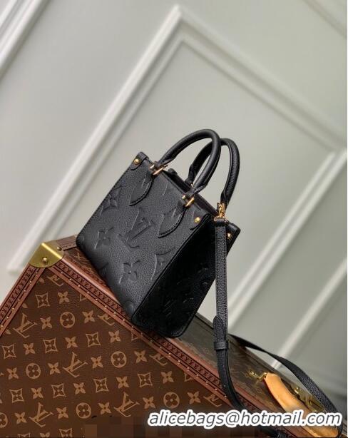 Stylish Cheap Louis Vuitton OnTheGo BB Tote Bag Monogram Empreinte Leather M46993 Black/Gold 2024