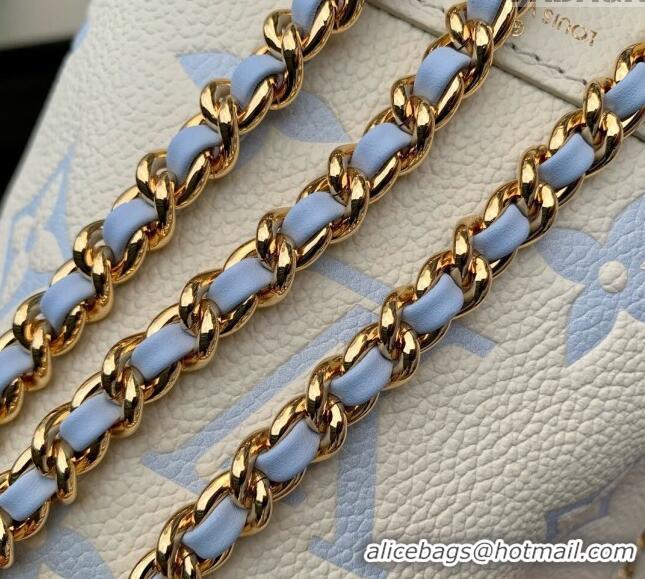 Original Cheap Louis Vuitton Nano Noe Bucket Bag in Bicolor Monogram Leather M82933 White/Blue 2024