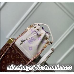 Best Price Louis Vuitton Nano Noe Bucket Bag in Bicolor Monogram Leather M82933 White/Purple 2024