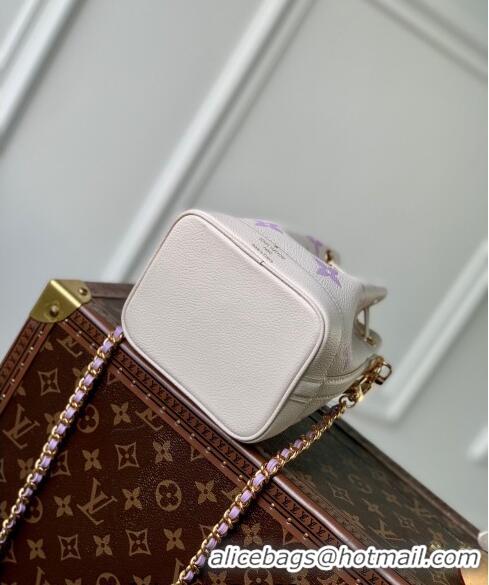 Best Price Louis Vuitton Nano Noe Bucket Bag in Bicolor Monogram Leather M82933 White/Purple 2024