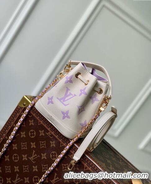 Best Price Louis Vuitton Nano Noe Bucket Bag in Bicolor Monogram Leather M82933 White/Purple 2024