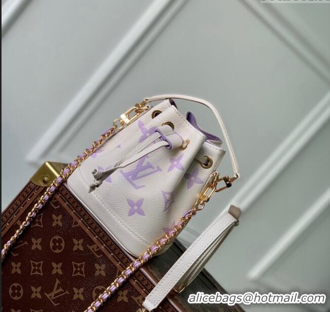 Best Price Louis Vuitton Nano Noe Bucket Bag in Bicolor Monogram Leather M82933 White/Purple 2024