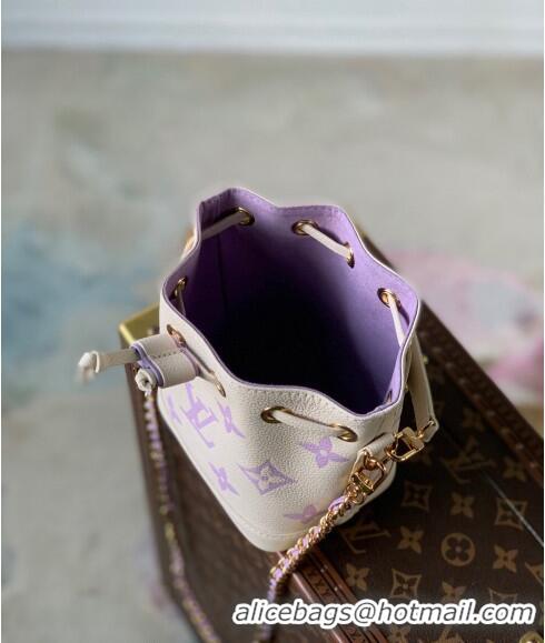 Best Price Louis Vuitton Nano Noe Bucket Bag in Bicolor Monogram Leather M82933 White/Purple 2024