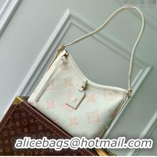 Grade Quality Louis Vuitton CarryAll PM Hobo Bag in Bicolor Monogram Leather M24141 White/Peach Pink 2024