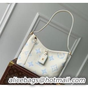 Cheapest Louis Vuitton CarryAll PM Hobo Bag in Bicolor Monogram Leather M24141 White/Blue 2024