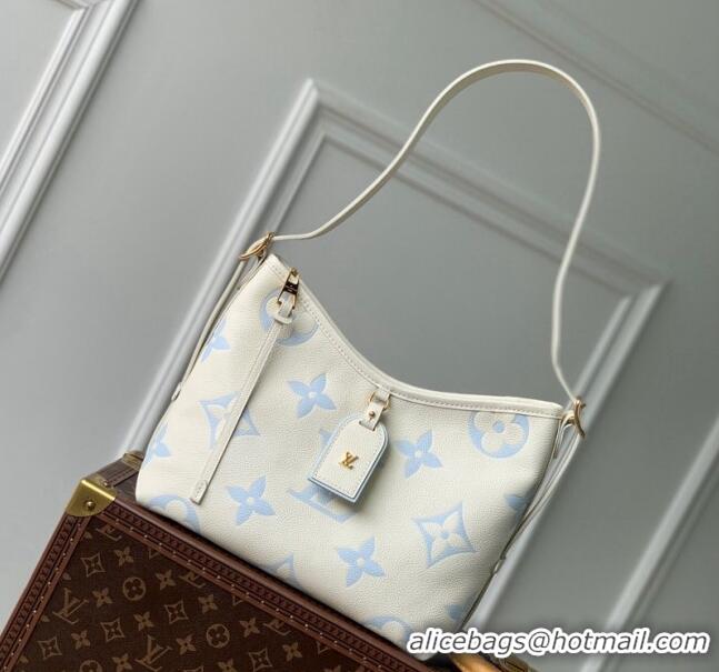 Cheapest Louis Vuitton CarryAll PM Hobo Bag in Bicolor Monogram Leather M24141 White/Blue 2024