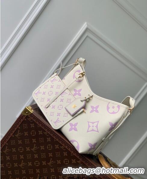 Top Quality Louis Vuitton CarryAll PM Hobo Bag in Bicolor Monogram Leather M24141 White/Purple 2024