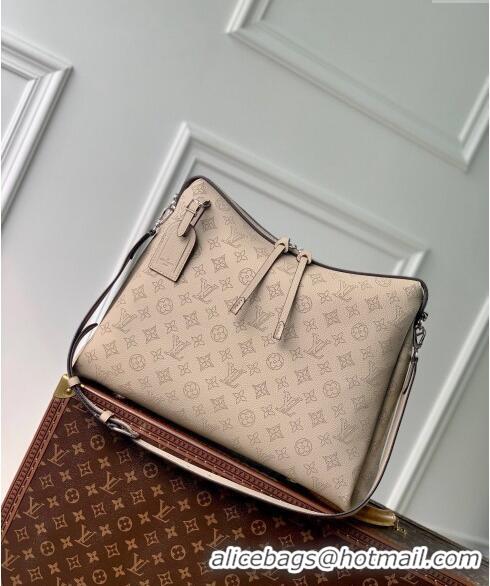 Luxury Classic Louis Vuitton Hand It All MM Hobo Bag in Mahina calfskin M24133 Galet Grey 2024