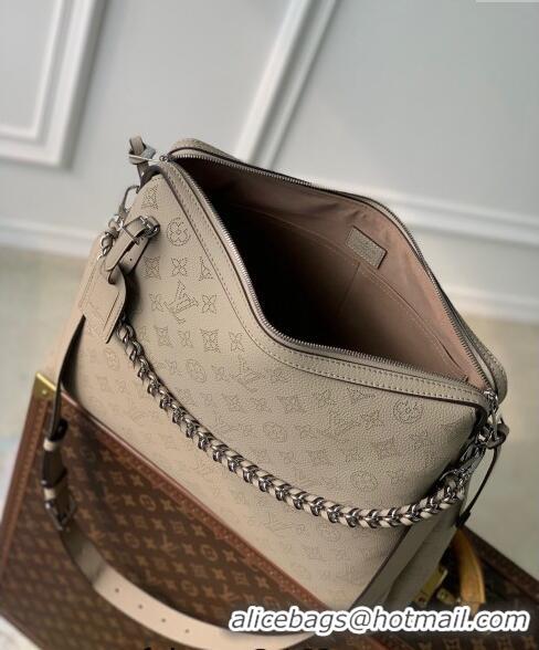 Luxury Classic Louis Vuitton Hand It All MM Hobo Bag in Mahina calfskin M24133 Galet Grey 2024