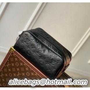 Top Grade Louis Vuitton Dopp Kit Toilet Clutch in Taurillon Monogram Leather M82576 Black 2024