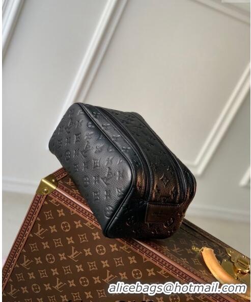 Top Grade Louis Vuitton Dopp Kit Toilet Clutch in Taurillon Monogram Leather M82576 Black 2024