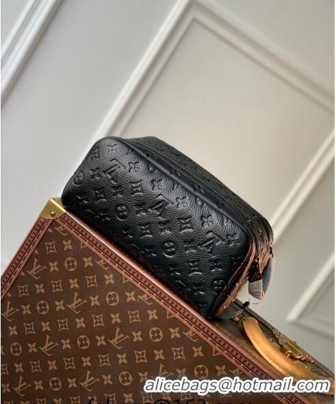 Top Grade Louis Vuitton Dopp Kit Toilet Clutch in Taurillon Monogram Leather M82576 Black 2024