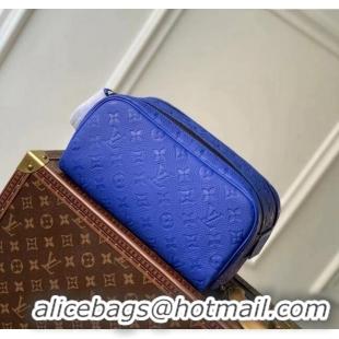 Low Cost Louis Vuitton Dopp Kit Toilet Clutch in Taurillon Monogram Leather M82576 Blue 2024