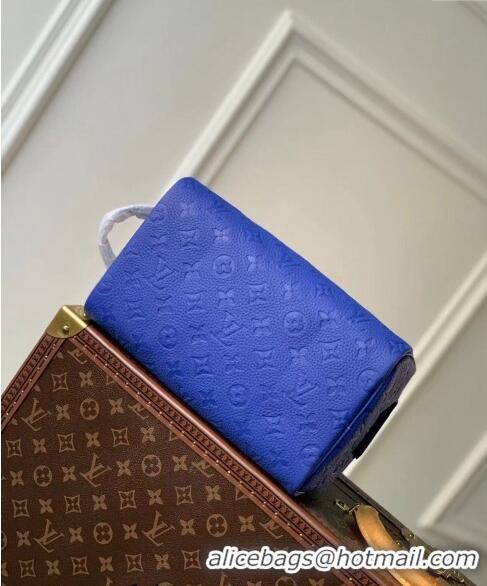 Low Cost Louis Vuitton Dopp Kit Toilet Clutch in Taurillon Monogram Leather M82576 Blue 2024