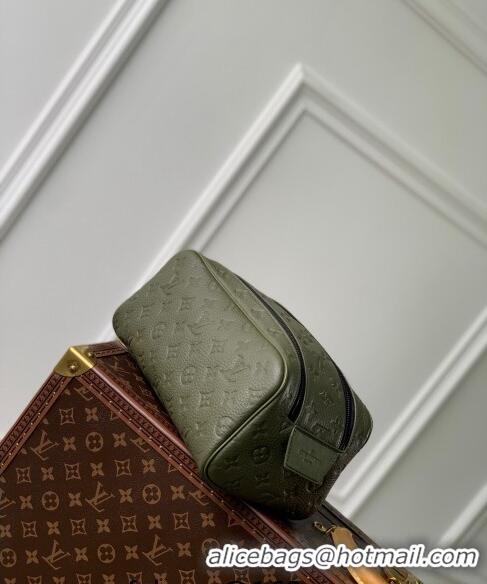 Top Grade Louis Vuitton Dopp Kit Toilet Clutch in Taurillon Monogram Leather M82576 Green 2024