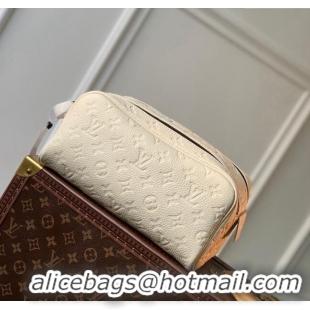 Best Quality Louis Vuitton Dopp Kit Toilet Clutch in Taurillon Monogram Leather M82576 White 2024