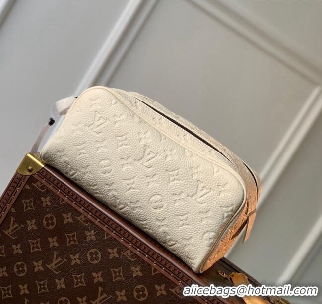 Best Quality Louis Vuitton Dopp Kit Toilet Clutch in Taurillon Monogram Leather M82576 White 2024