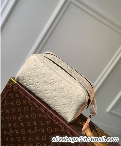 Best Quality Louis Vuitton Dopp Kit Toilet Clutch in Taurillon Monogram Leather M82576 White 2024