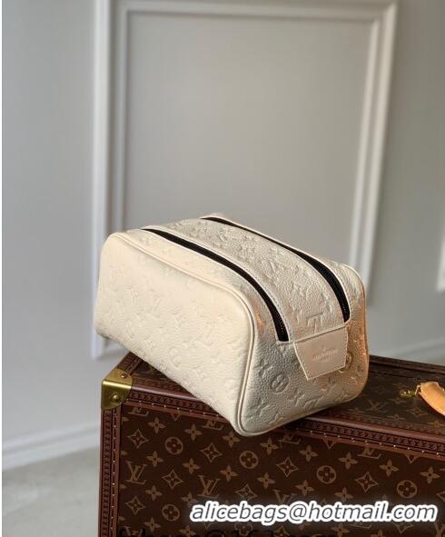 Best Quality Louis Vuitton Dopp Kit Toilet Clutch in Taurillon Monogram Leather M82576 White 2024