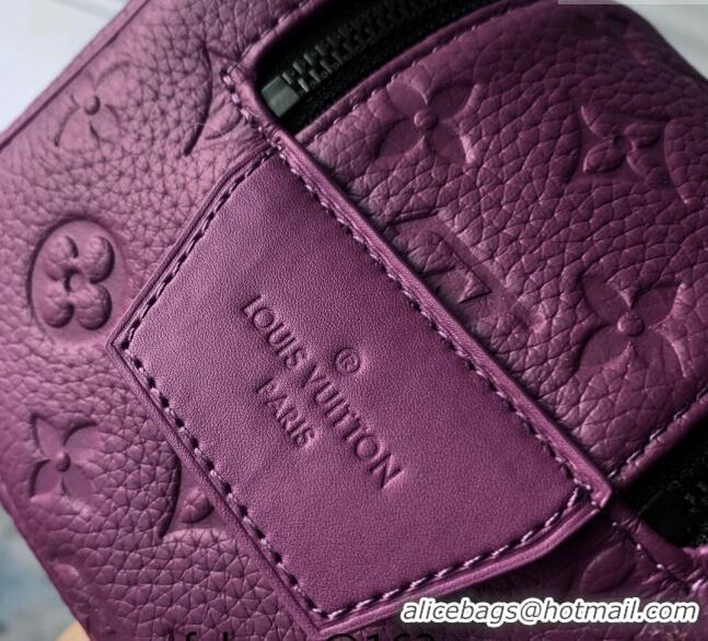 Super Quality Louis Vuitton Dopp Kit Toilet Clutch in Taurillon Monogram Leather M82576 Purple 2024