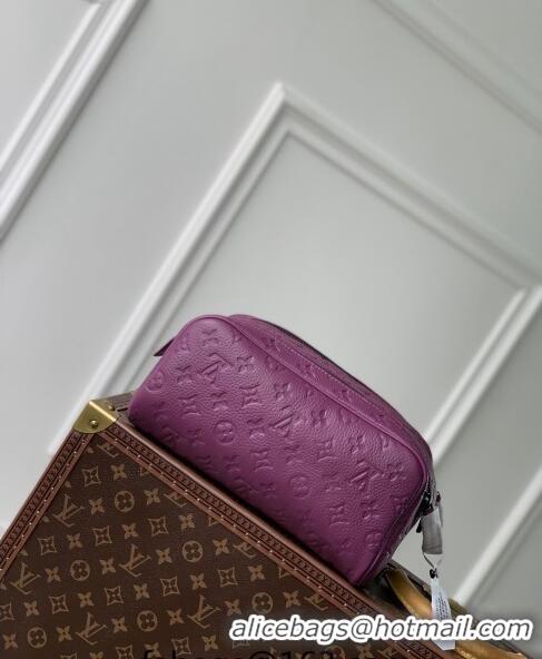 Super Quality Louis Vuitton Dopp Kit Toilet Clutch in Taurillon Monogram Leather M82576 Purple 2024