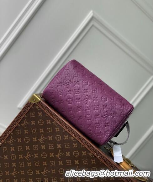 Super Quality Louis Vuitton Dopp Kit Toilet Clutch in Taurillon Monogram Leather M82576 Purple 2024