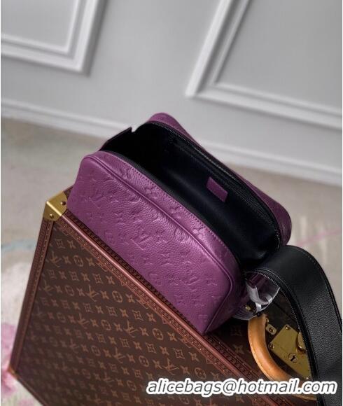 Super Quality Louis Vuitton Dopp Kit Toilet Clutch in Taurillon Monogram Leather M82576 Purple 2024