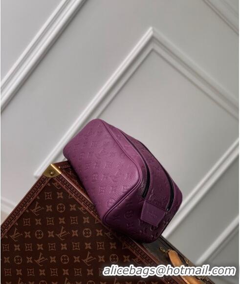 Super Quality Louis Vuitton Dopp Kit Toilet Clutch in Taurillon Monogram Leather M82576 Purple 2024