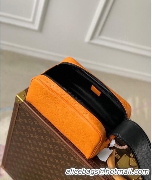 Modern Classic Louis Vuitton Dopp Kit Toilet Clutch in Taurillon Monogram Leather M82576 Orange Yellow 2024