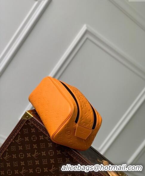 Modern Classic Louis Vuitton Dopp Kit Toilet Clutch in Taurillon Monogram Leather M82576 Orange Yellow 2024