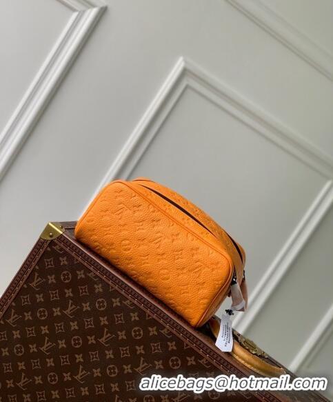 Modern Classic Louis Vuitton Dopp Kit Toilet Clutch in Taurillon Monogram Leather M82576 Orange Yellow 2024