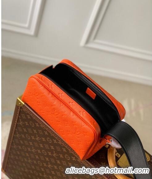 New Design Louis Vuitton Dopp Kit Toilet Clutch in Taurillon Monogram Leather M82576 Orange Red 2024