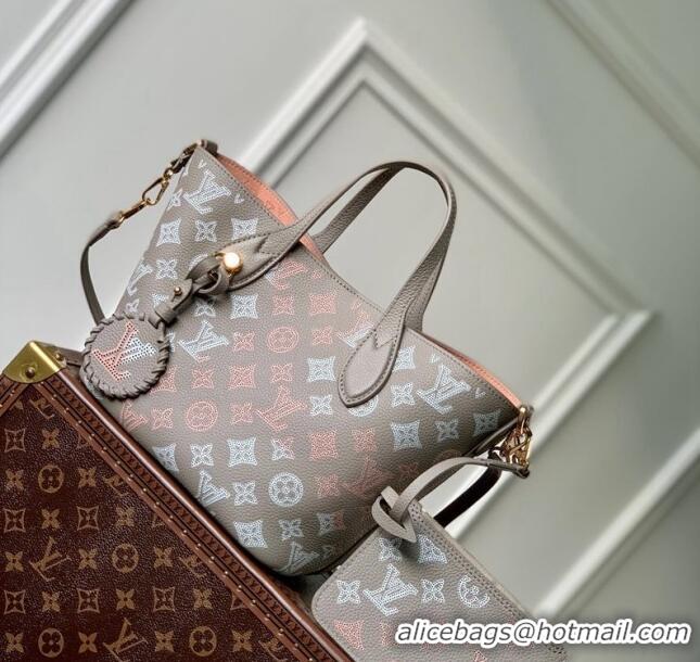 Low Cost Louis Vuitton Blossom PM Tote Bag in Mahina Perforated Calfskin M23758 Grey 2024