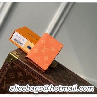 Top Grade Louis Vuitton Pocket Organizer Wallet in Taiga Leather and Monogram Canvas M31041 Orange 2024