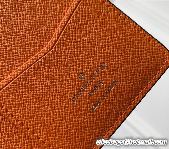 Top Grade Louis Vuitton Pocket Organizer Wallet in Taiga Leather and Monogram Canvas M31041 Orange 2024