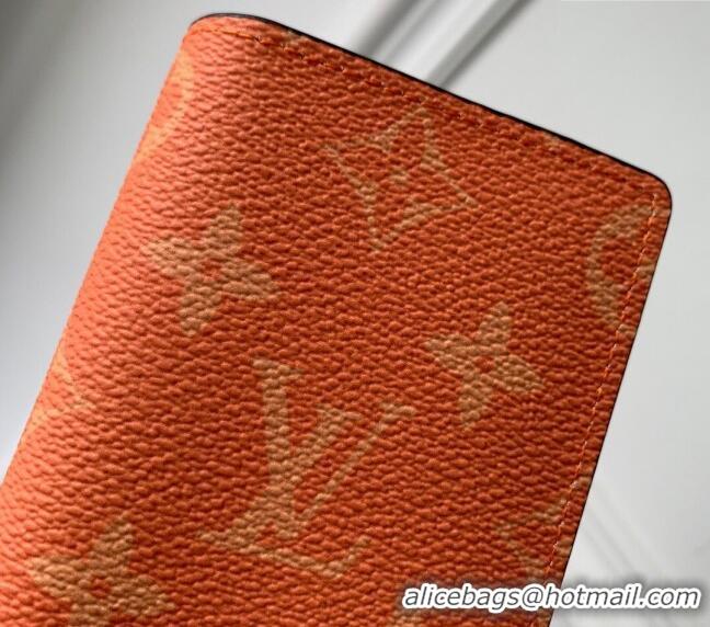 Top Grade Louis Vuitton Pocket Organizer Wallet in Taiga Leather and Monogram Canvas M31041 Orange 2024