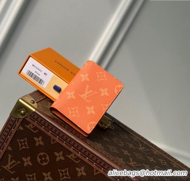 Top Grade Louis Vuitton Pocket Organizer Wallet in Taiga Leather and Monogram Canvas M31041 Orange 2024