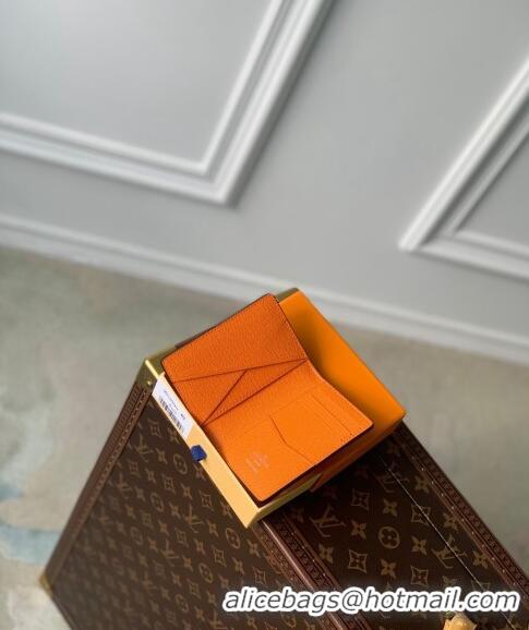 Top Grade Louis Vuitton Pocket Organizer Wallet in Taiga Leather and Monogram Canvas M31041 Orange 2024